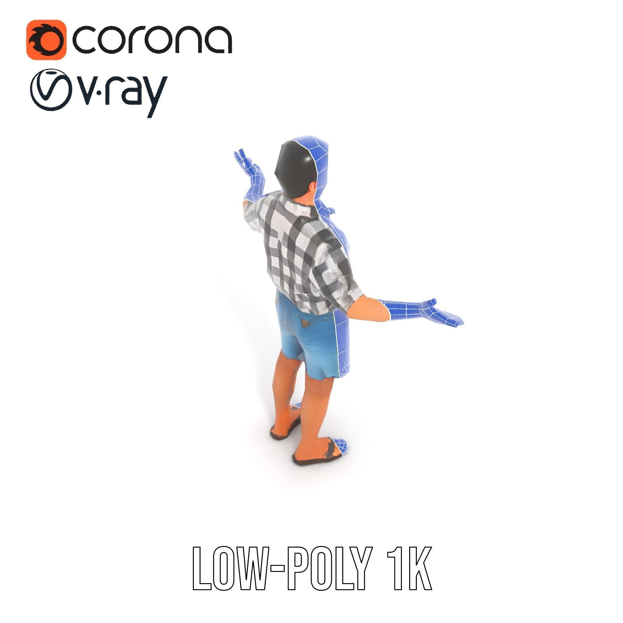 Casual Checkered Shirt Man Rigged and Animated D Model Low-poly 3D model_11