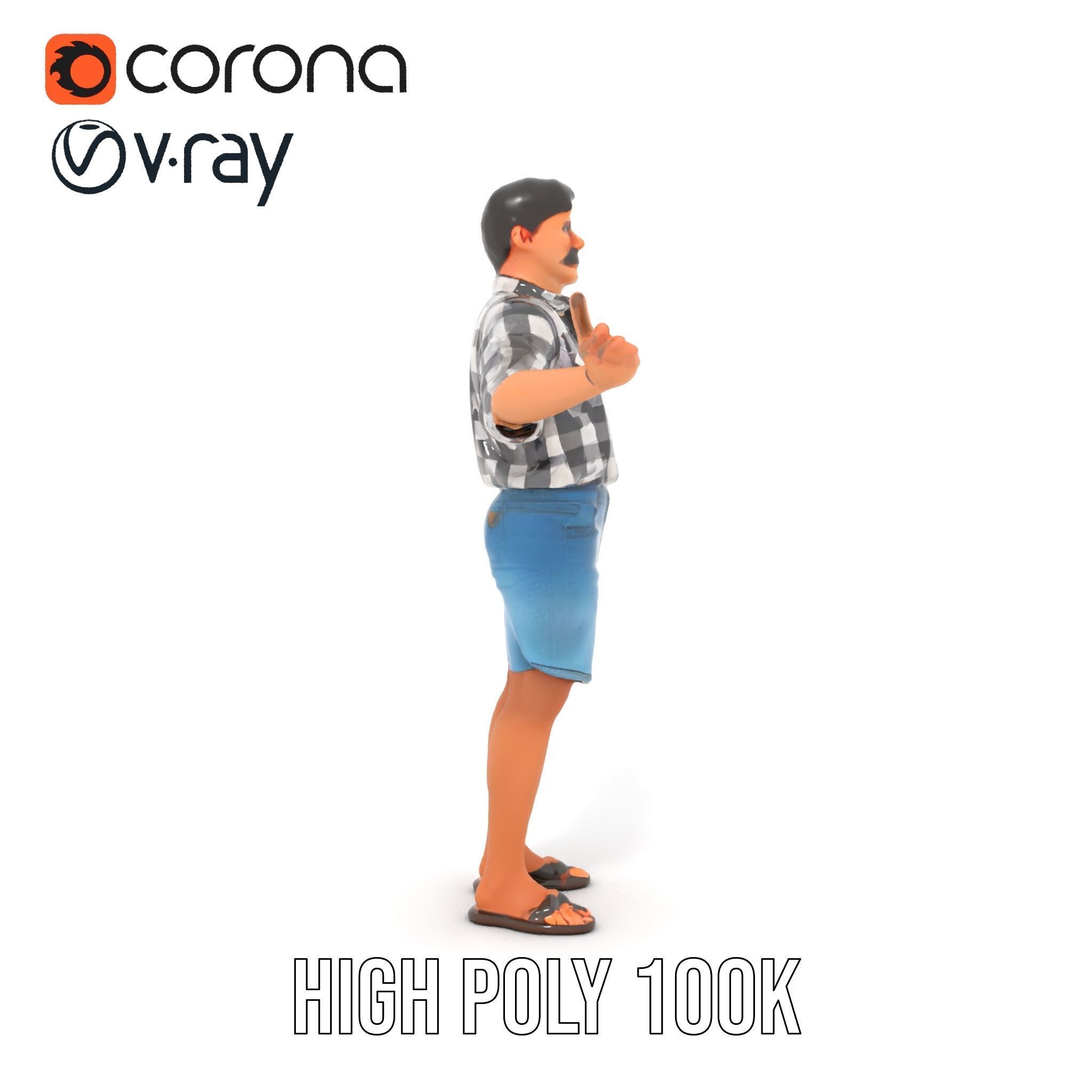 Casual Checkered Shirt Man Rigged and Animated D Model Low-poly 3D model_23