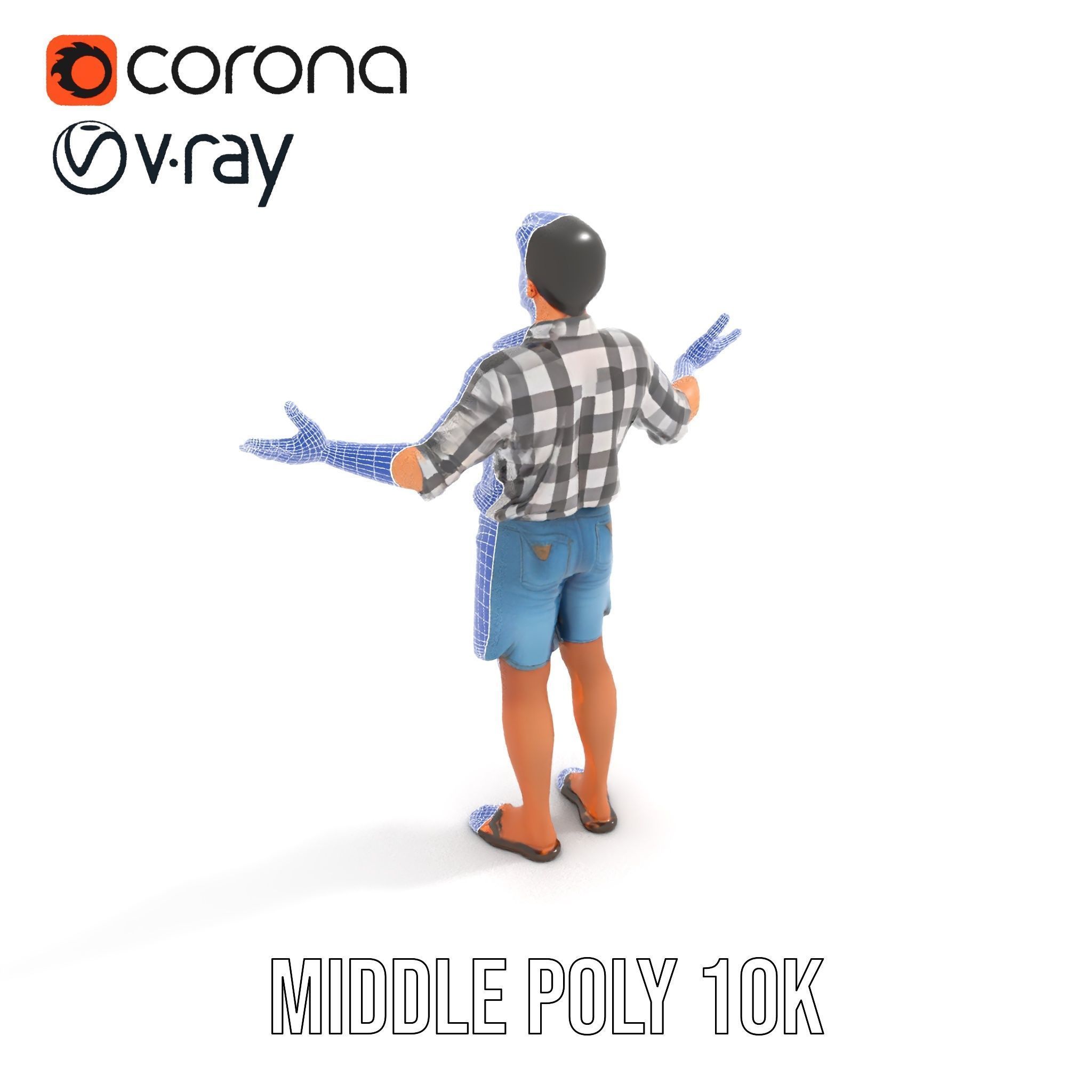 Casual Checkered Shirt Man Rigged and Animated D Model Low-poly 3D model_21