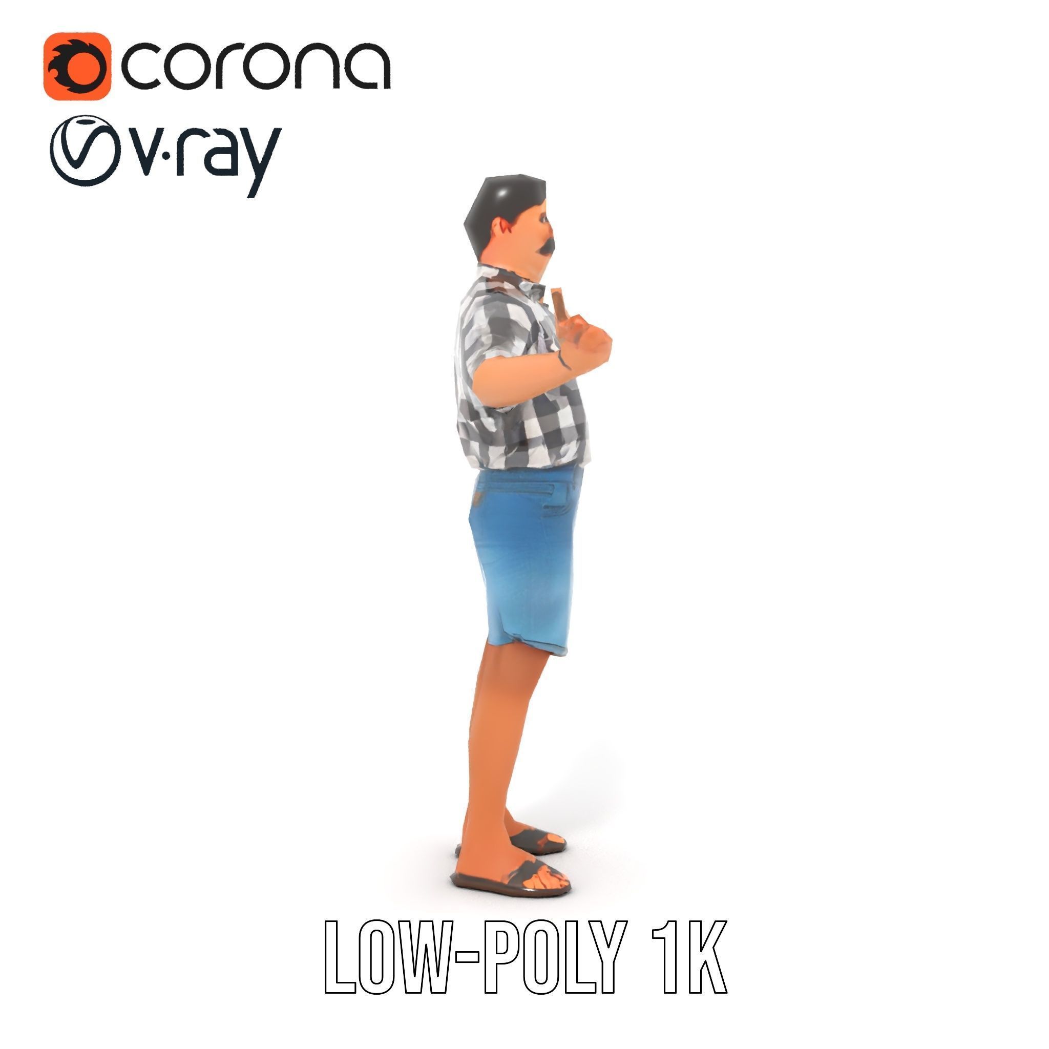 Casual Checkered Shirt Man Rigged and Animated D Model Low-poly 3D model_25