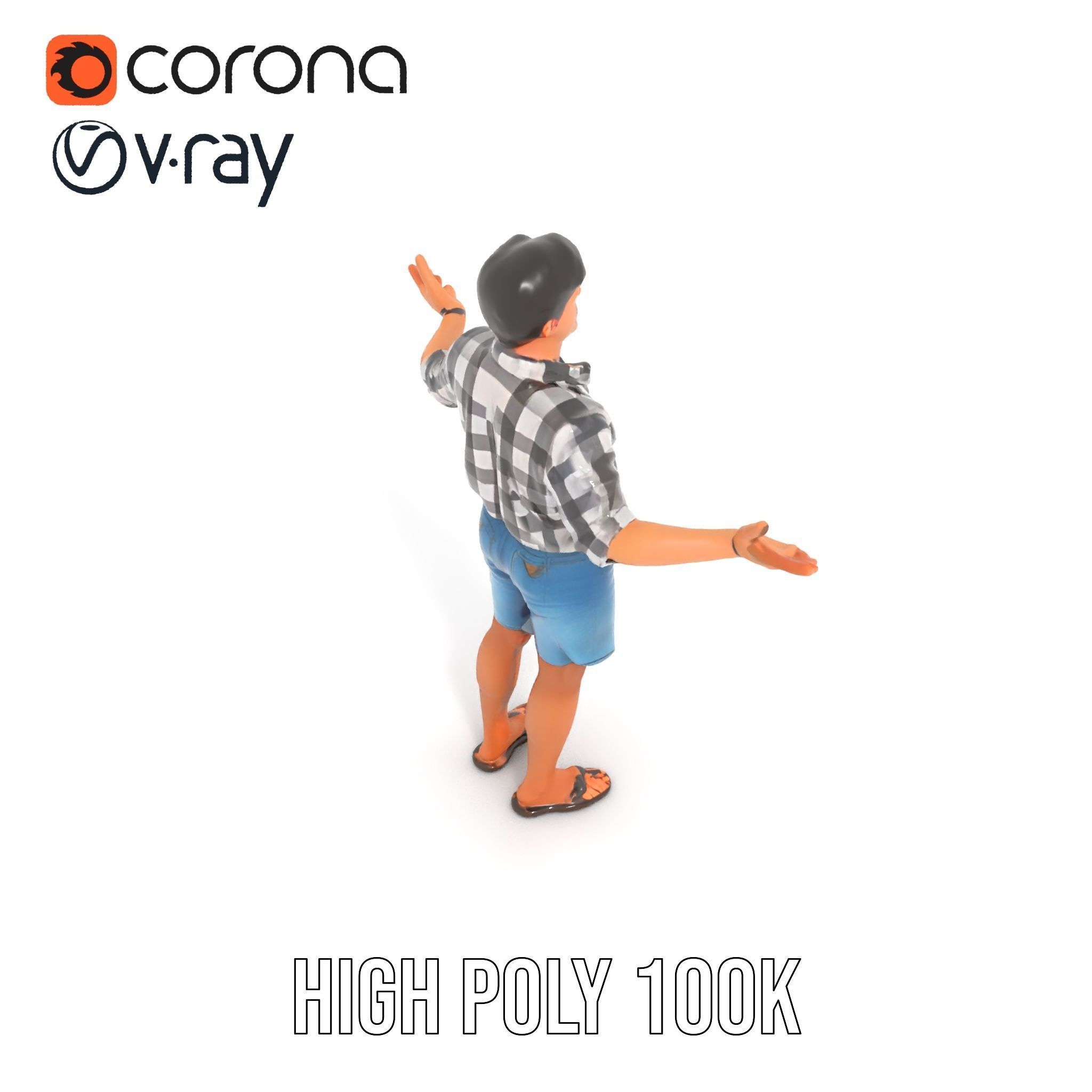 Casual Checkered Shirt Man Rigged and Animated D Model Low-poly 3D model_20