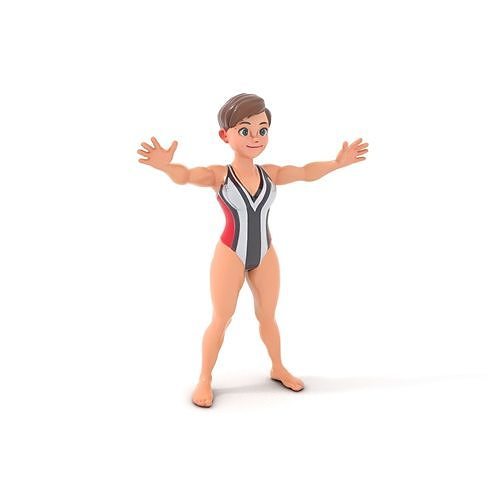 Animated Female Swimmer Character Rigged and Ready for Animation Low-poly 3D model