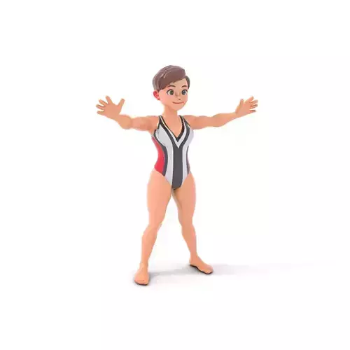 Animated Female Swimmer Character Rigged and Ready for Animation