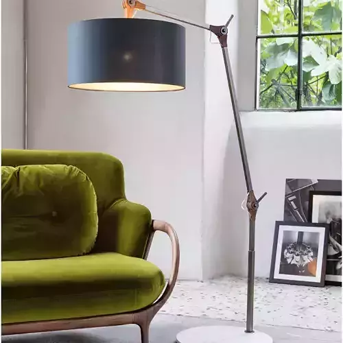 Modern Adjustable Floor Lamp 3D Model  Drum Shade Standing Light