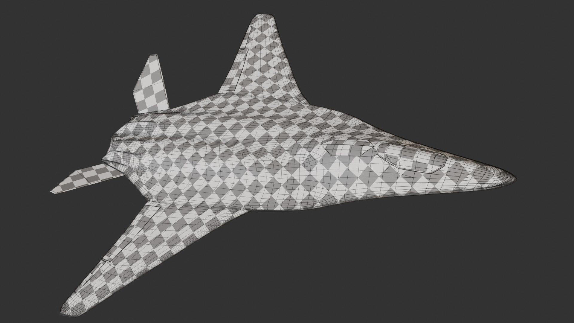 Sci-fi stealth jet aircraft Low-poly 3D model_5