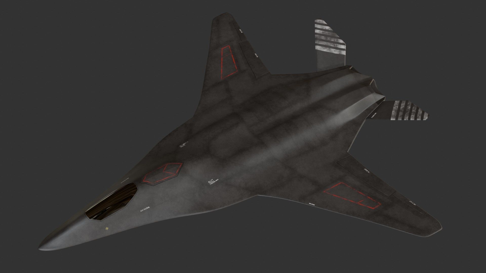Sci-fi stealth jet aircraft Low-poly 3D model_1