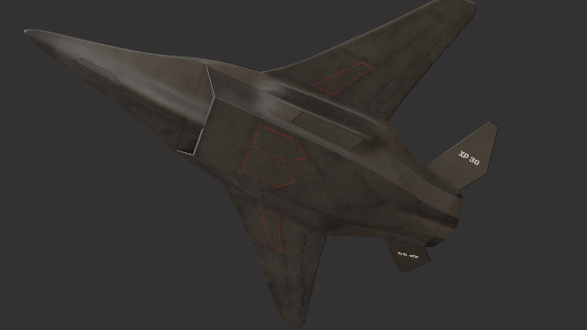 Sci-fi stealth jet aircraft Low-poly 3D model_3