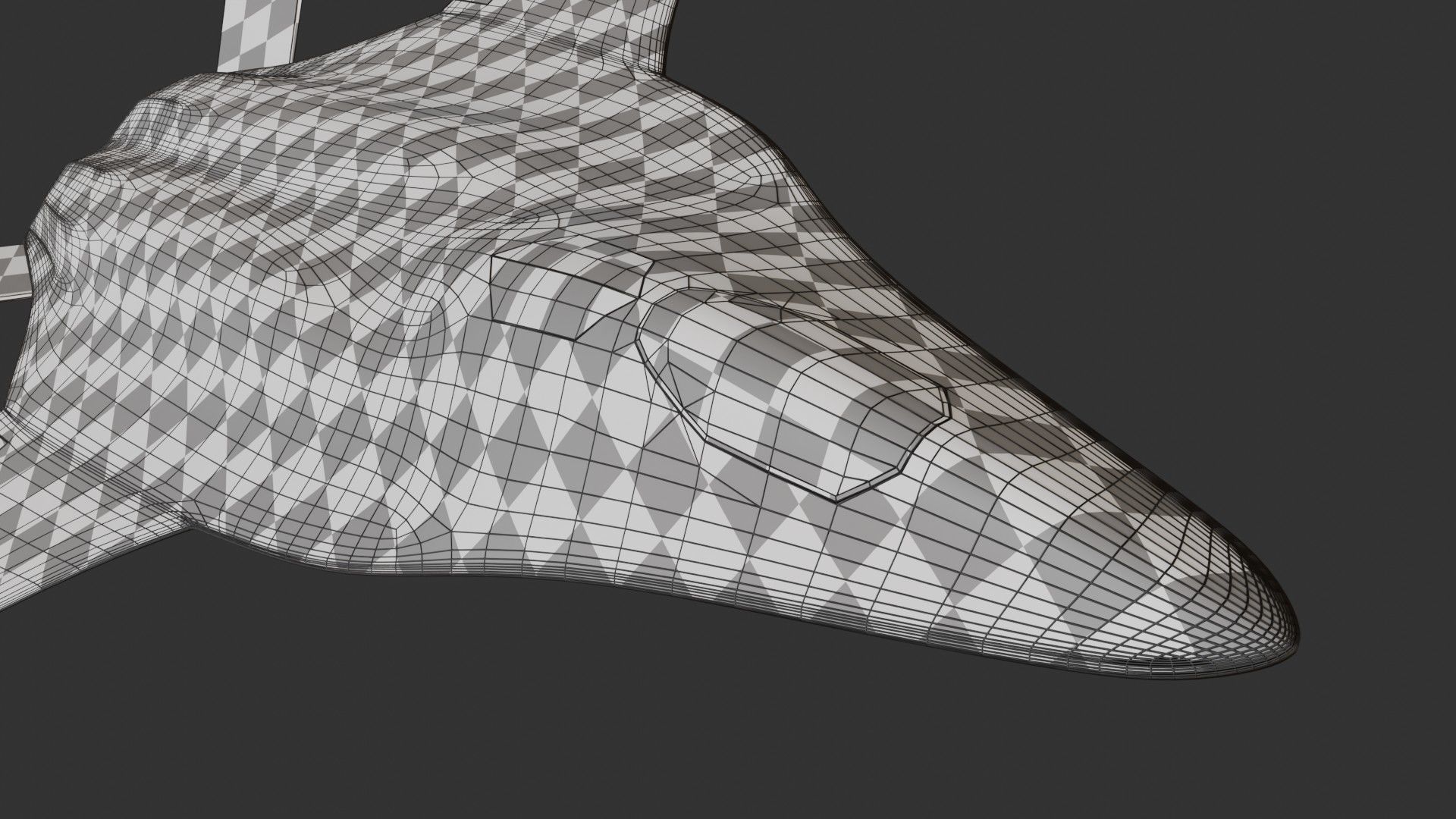 Sci-fi stealth jet aircraft Low-poly 3D model_7