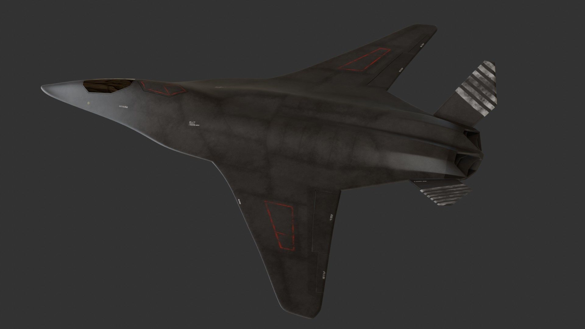 Sci-fi stealth jet aircraft Low-poly 3D model_2