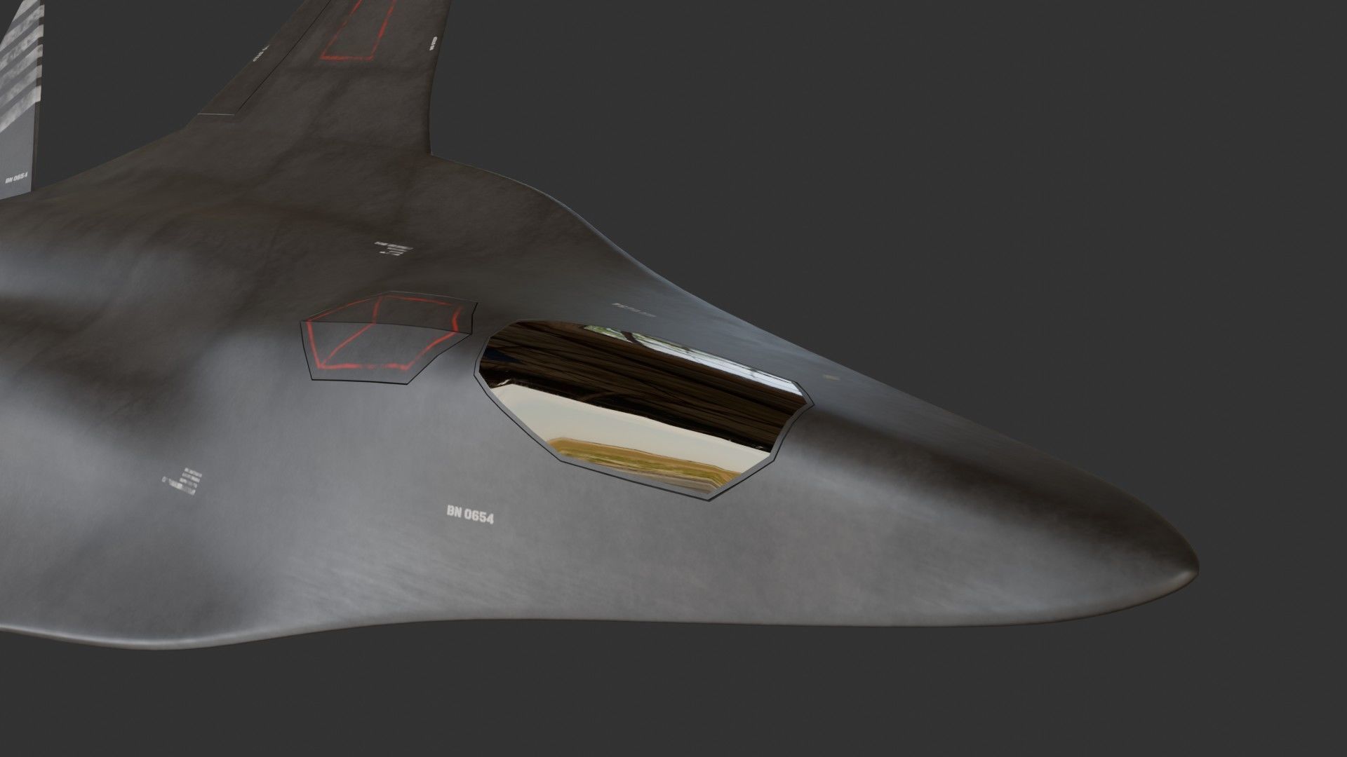 Sci-fi stealth jet aircraft Low-poly 3D model_4
