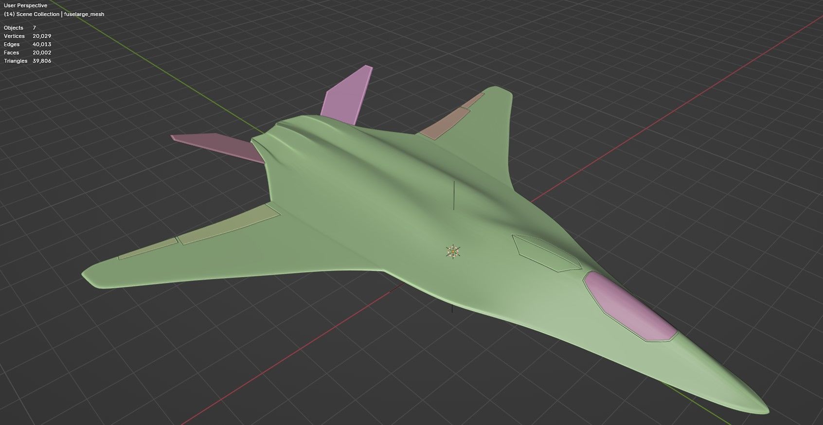 Sci-fi stealth jet aircraft Low-poly 3D model_8