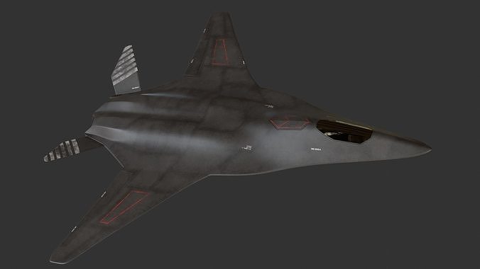 Sci-fi stealth jet aircraft Low-poly 3D model