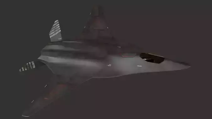 Sci-fi stealth jet aircraft Low-poly 3D model