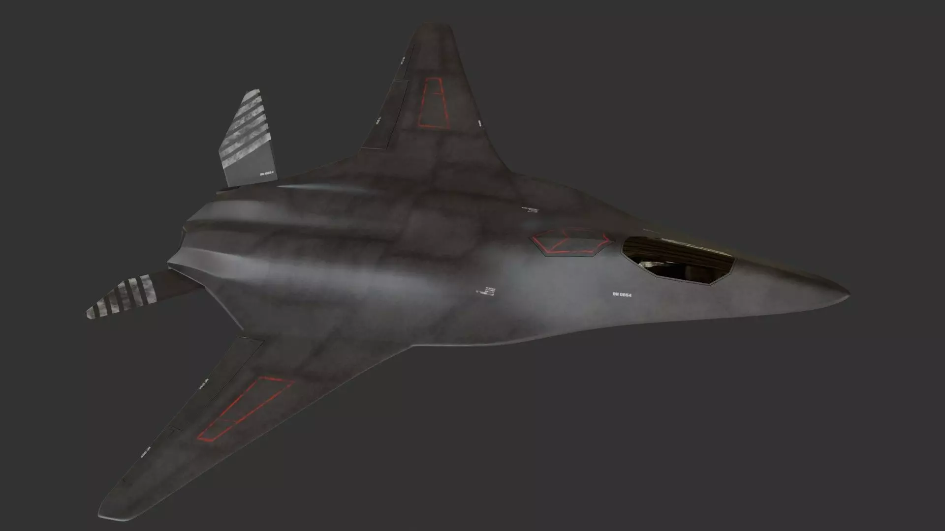 Sci-fi stealth jet aircraft Low-poly 3D model_0