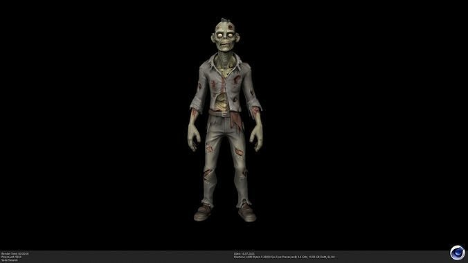 Stylized Cartoon Zombie Character - AI Low-poly 3D model