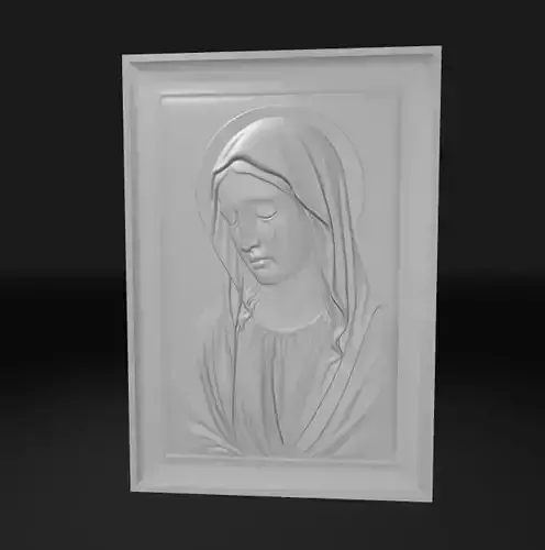 Weeping Mother Mary Bas Relief Wall Plaque  Art