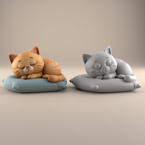 Adorable Sleeping Cat 3D Print STL - Cozy Home Decor 3D print model