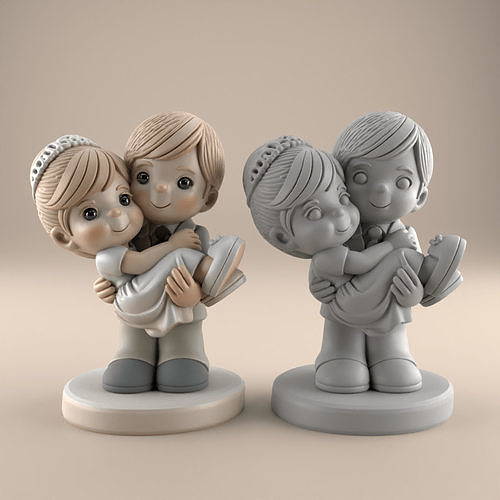 Cute Wedding Couple Bridal Carry 3D Print File STL 3D print model