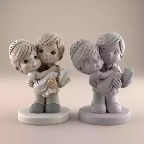 Cute Wedding Couple Bridal Carry 3D Print File STL