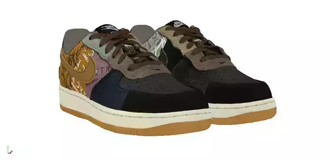 Travis Scott x Nike Air Force one Cactus Jack Low-poly 3D model