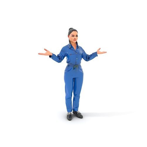 Female Technician Rigged and Animated D Character Model Low-poly 3D model