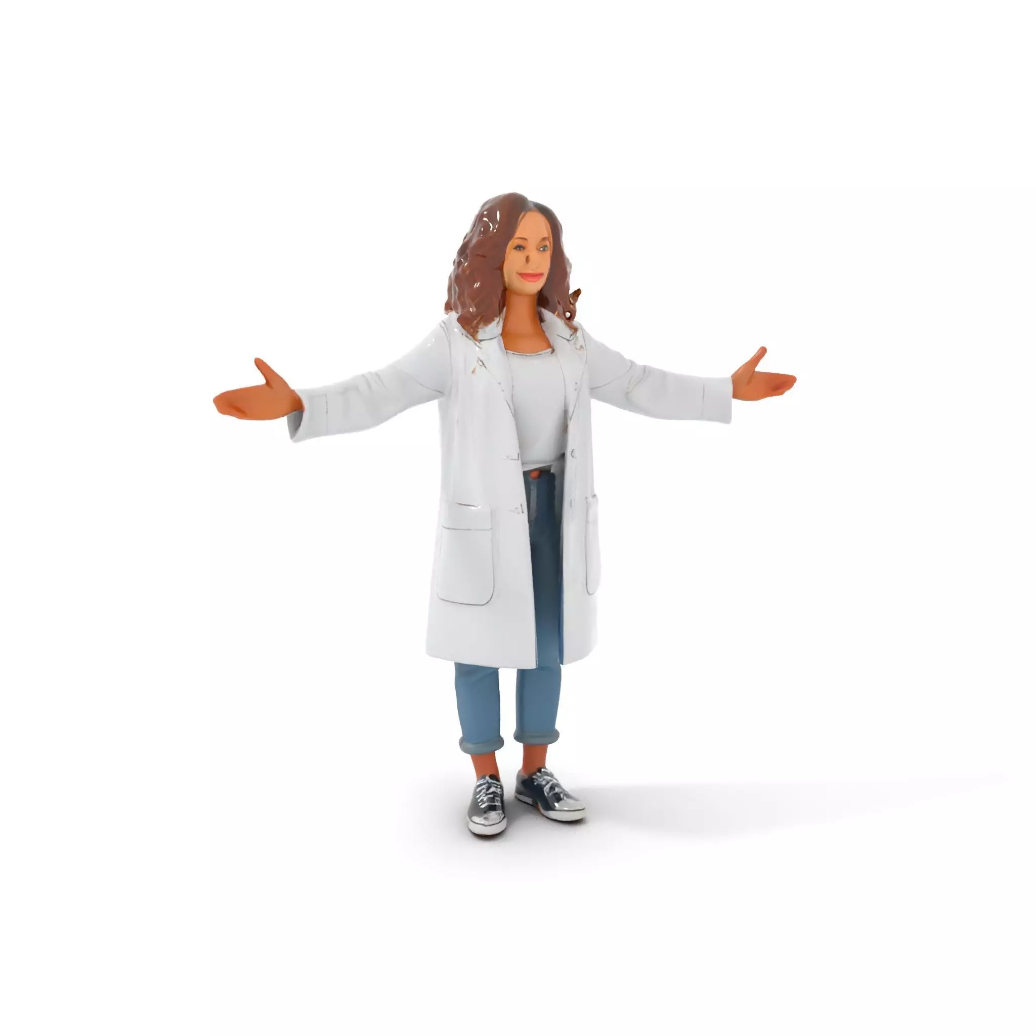 Female Scientist Rigged and Animated D Character Model Low-poly 3D model