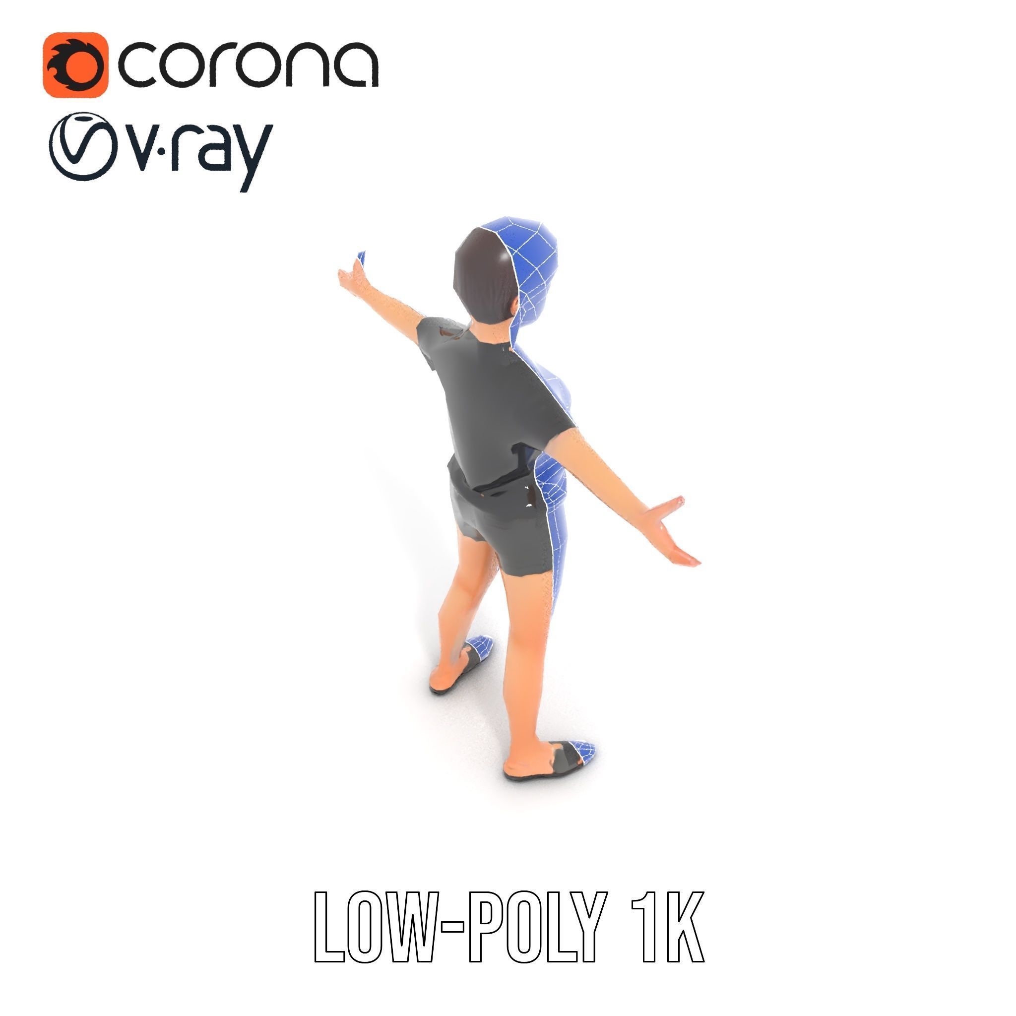 Stylish Shorthaired Female D Character Model Rigged and Animated Low-poly 3D model_11