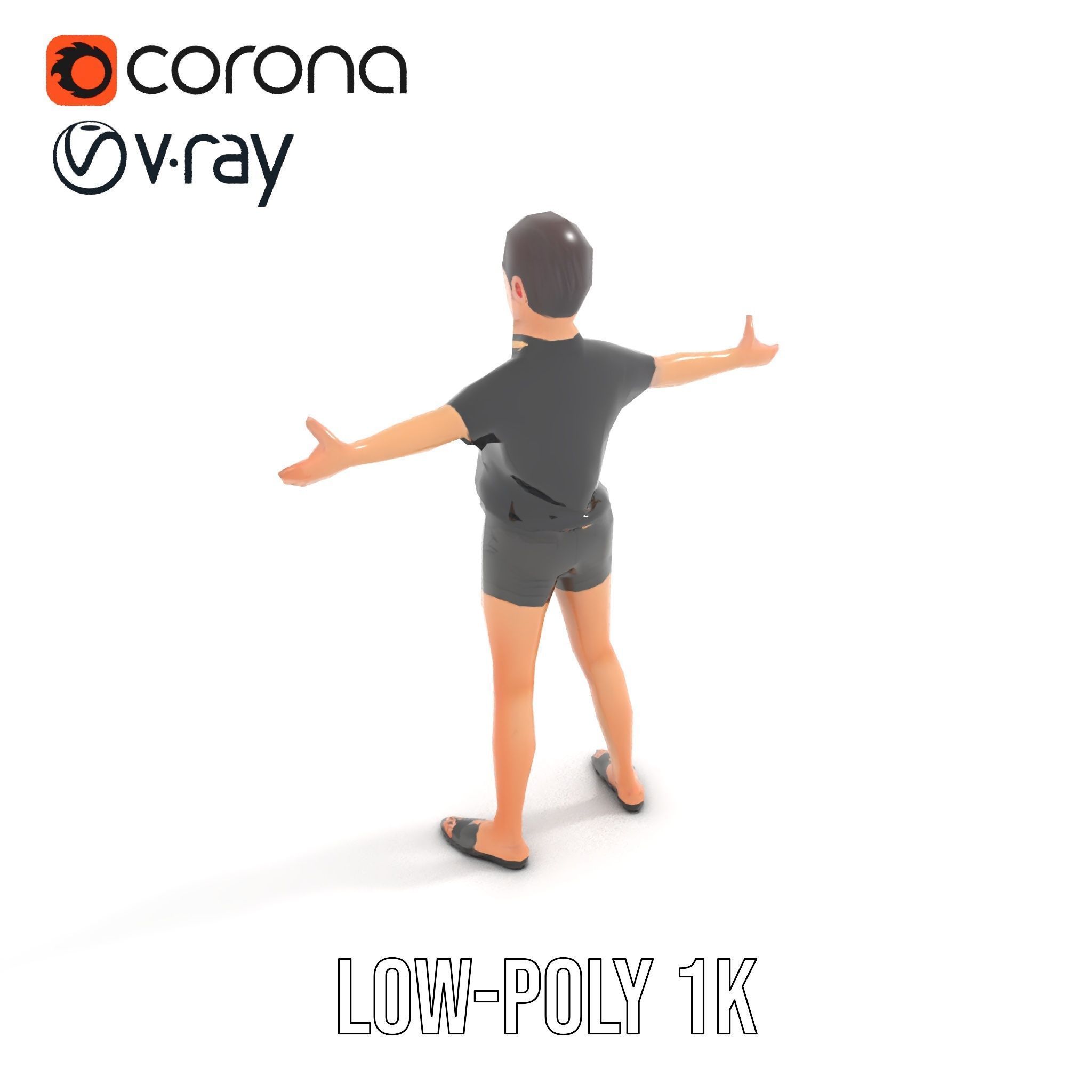 Stylish Shorthaired Female D Character Model Rigged and Animated Low-poly 3D model_16