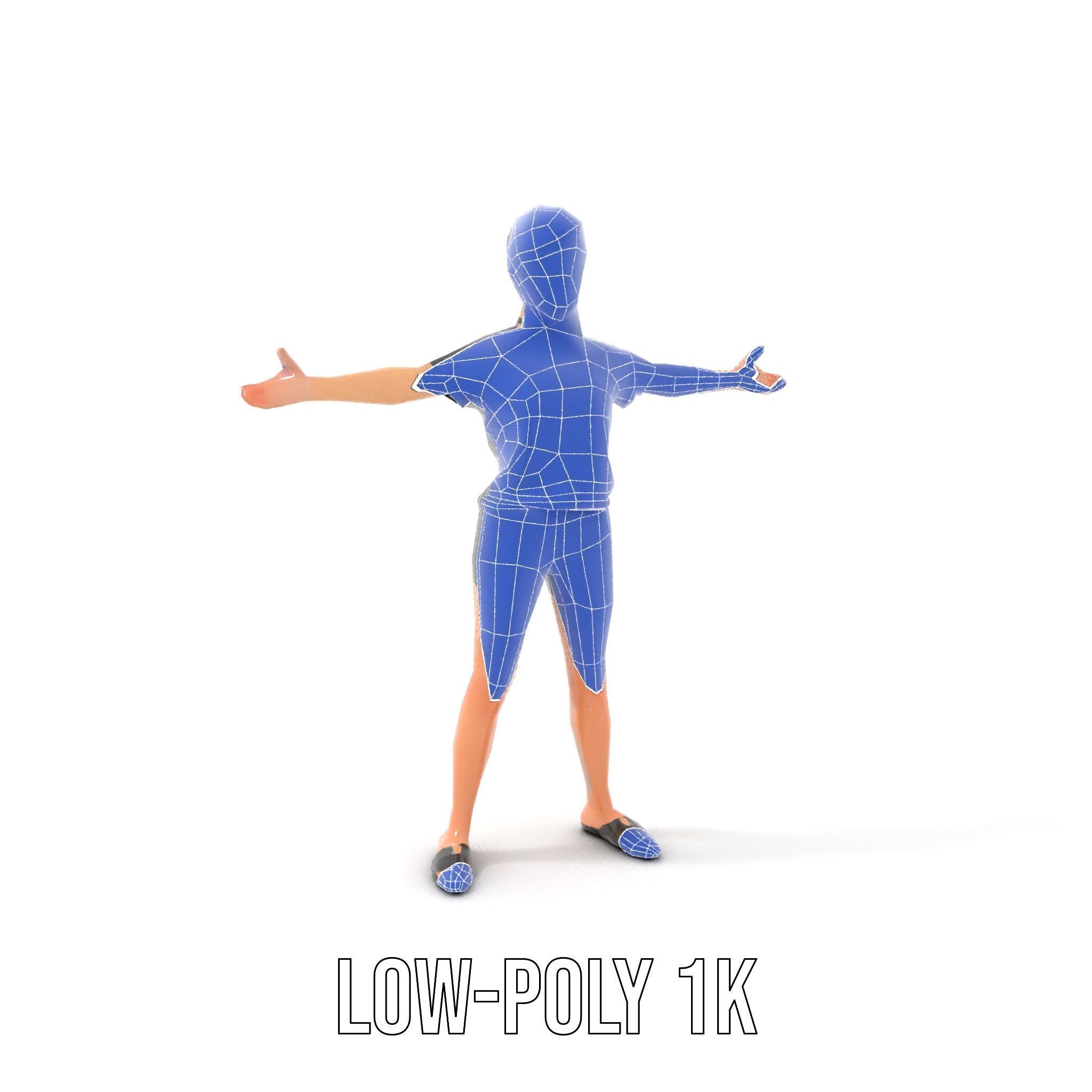 Stylish Shorthaired Female D Character Model Rigged and Animated Low-poly 3D model_13