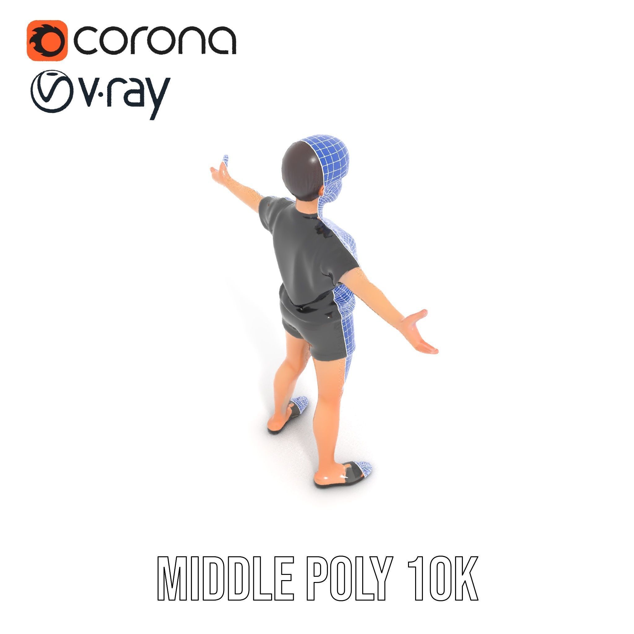 Stylish Shorthaired Female D Character Model Rigged and Animated Low-poly 3D model_34