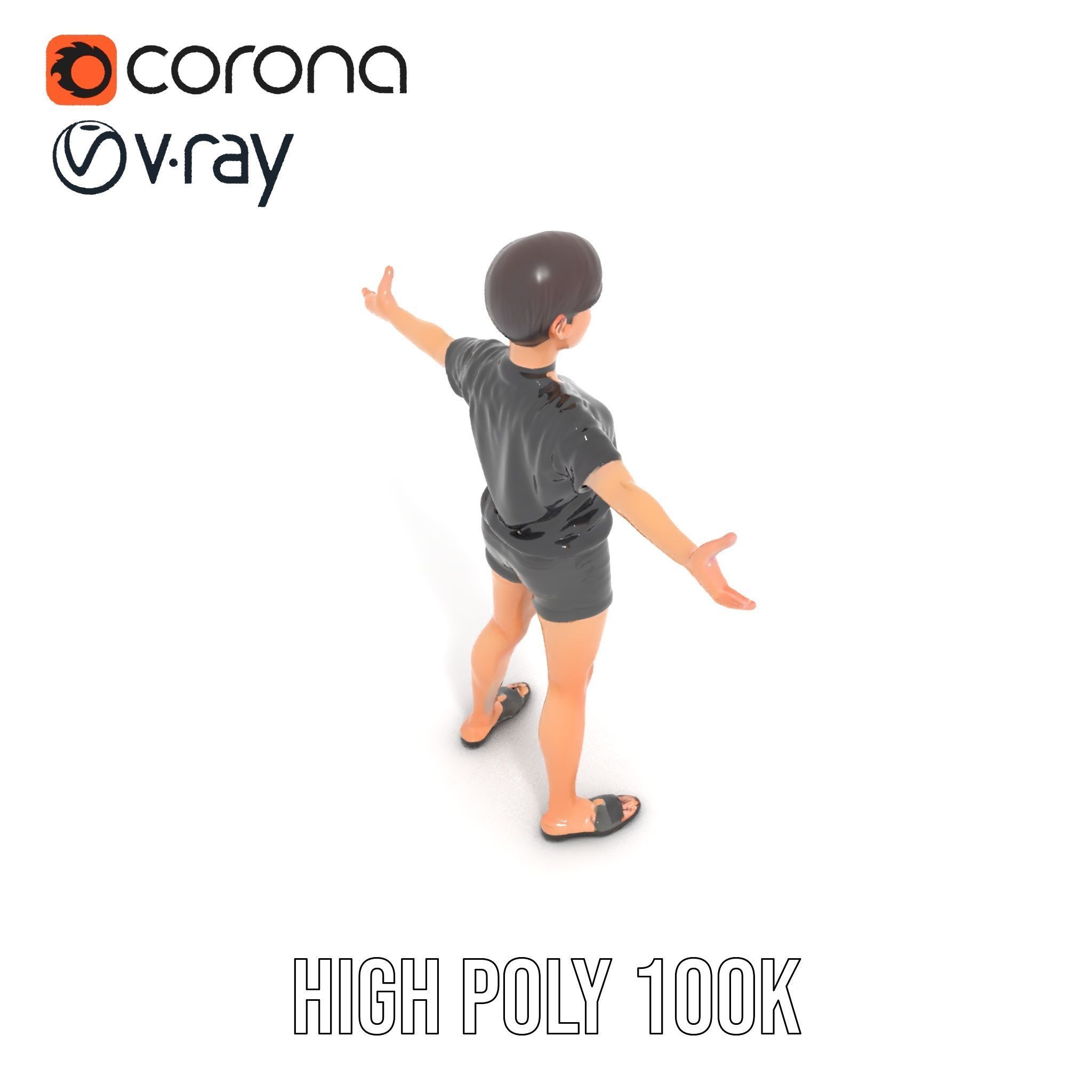 Stylish Shorthaired Female D Character Model Rigged and Animated Low-poly 3D model_9