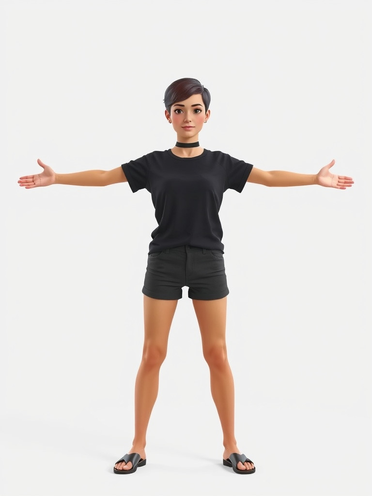 Stylish Shorthaired Female D Character Model Rigged and Animated Low-poly 3D model_2