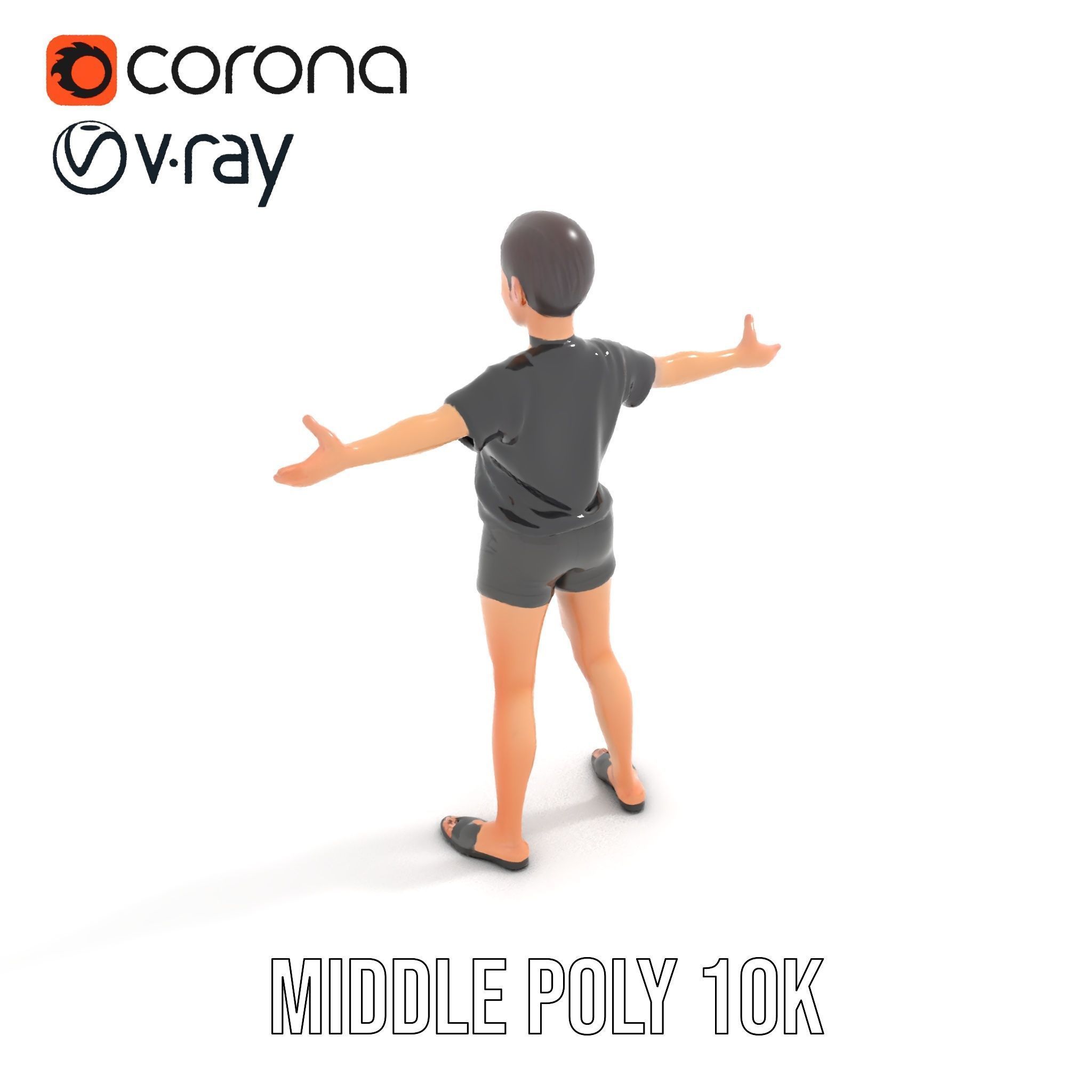 Stylish Shorthaired Female D Character Model Rigged and Animated Low-poly 3D model_12