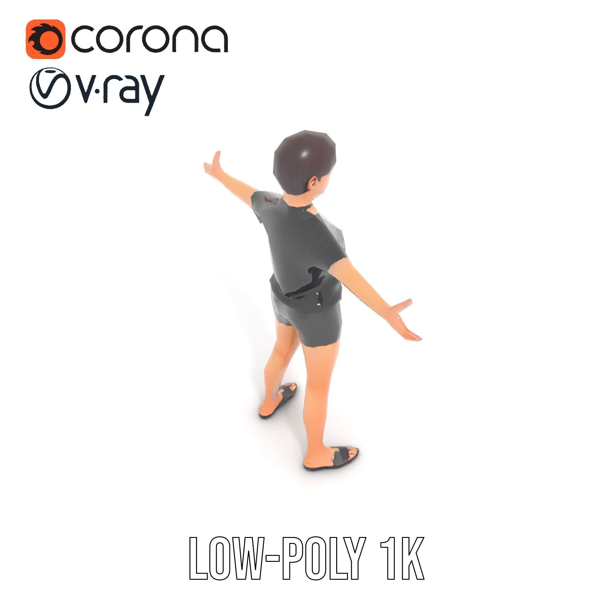 Stylish Shorthaired Female D Character Model Rigged and Animated Low-poly 3D model_19