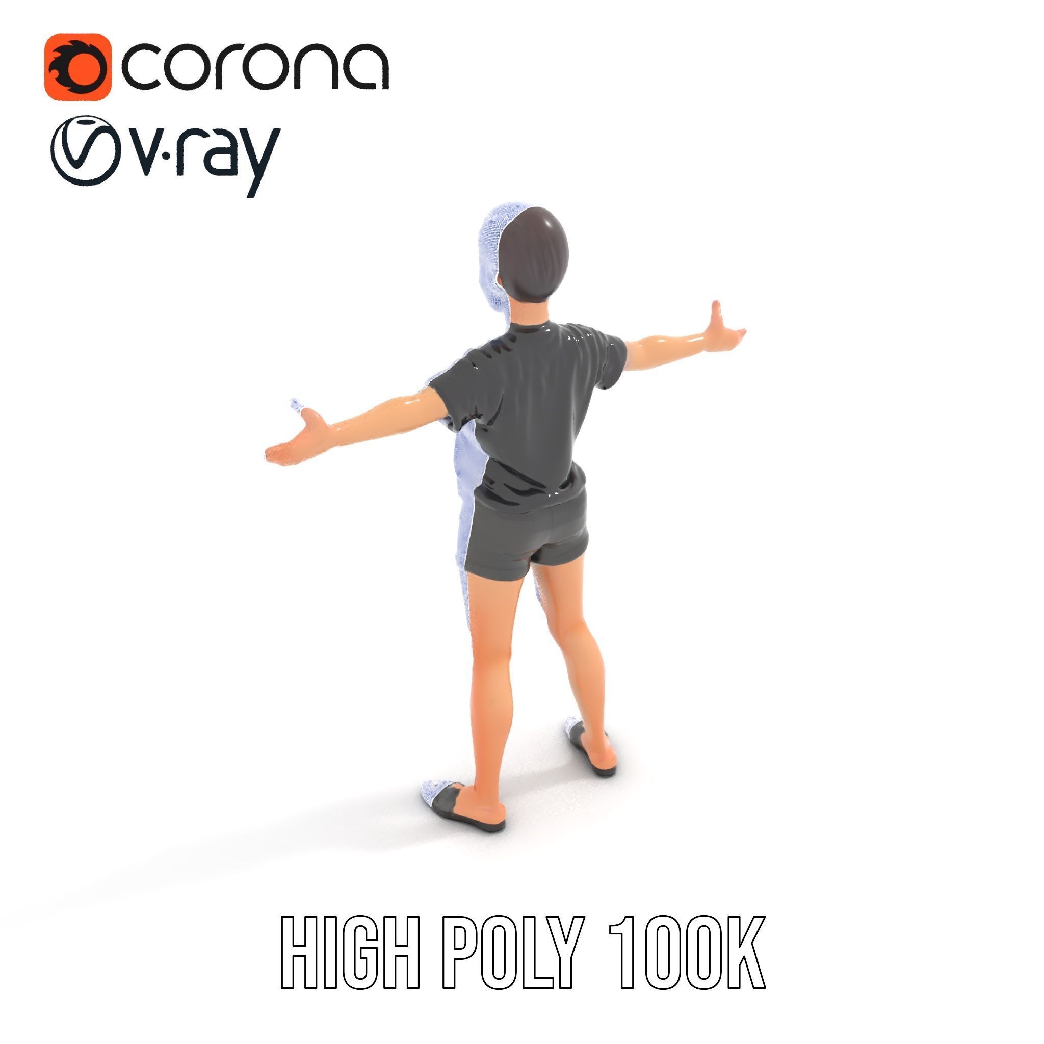 Stylish Shorthaired Female D Character Model Rigged and Animated Low-poly 3D model_20