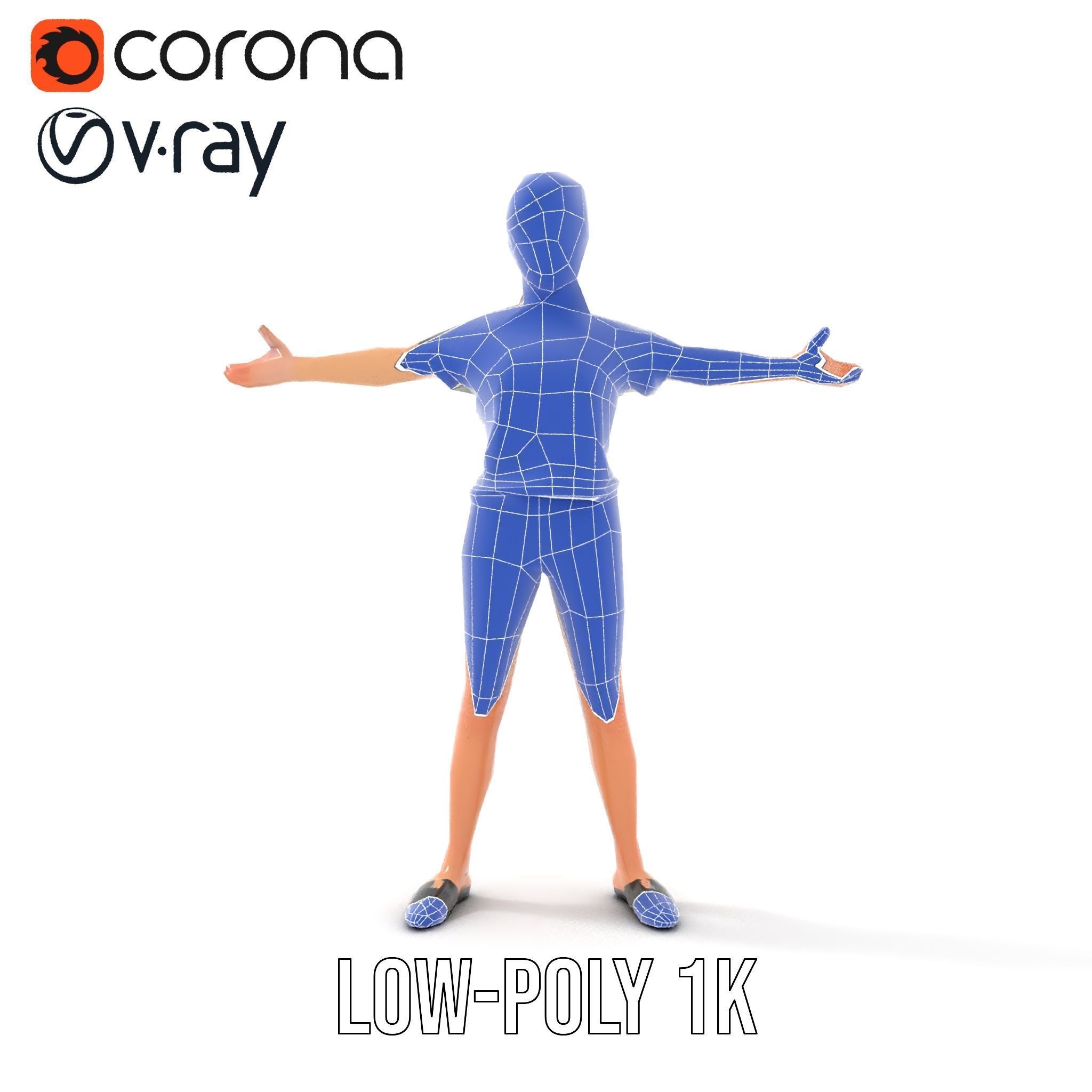 Stylish Shorthaired Female D Character Model Rigged and Animated Low-poly 3D model_30