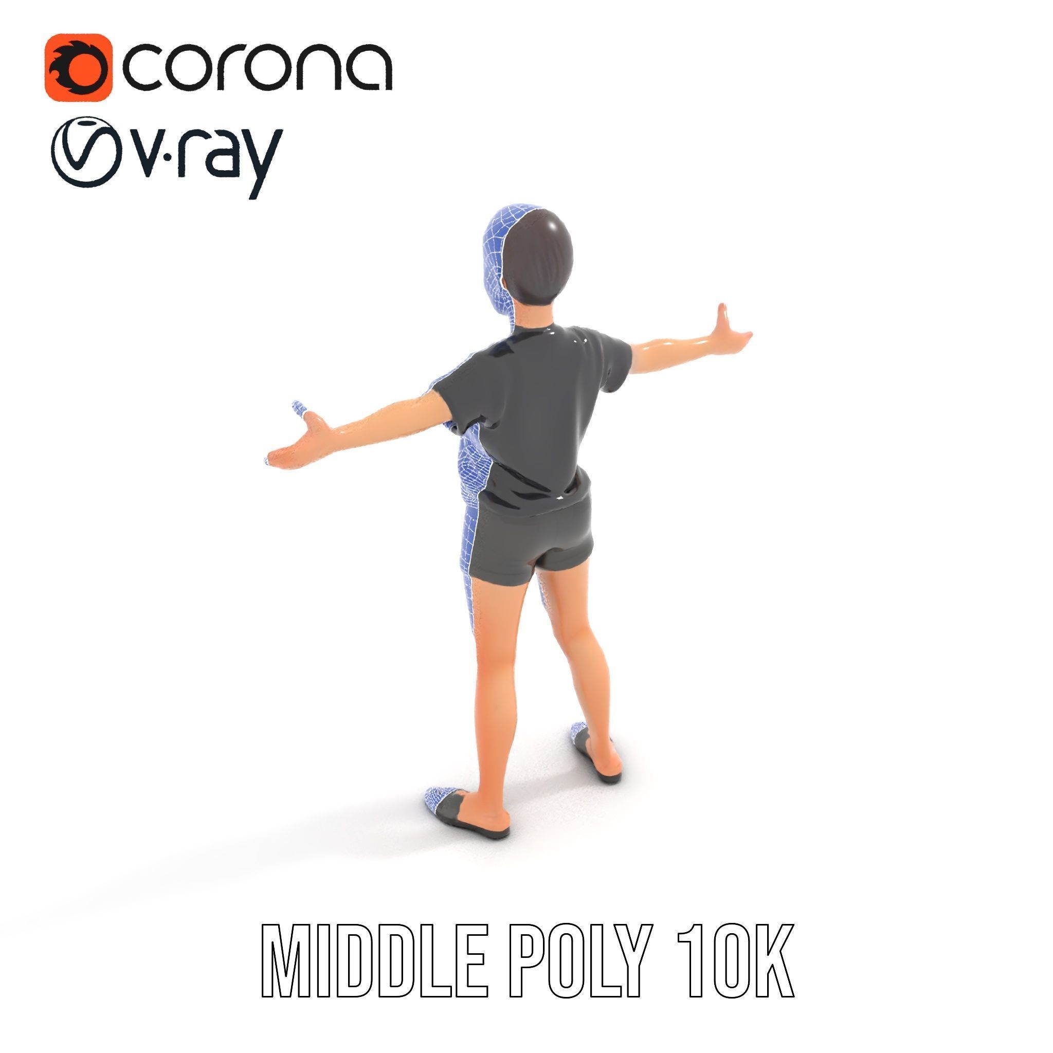 Stylish Shorthaired Female D Character Model Rigged and Animated Low-poly 3D model_29