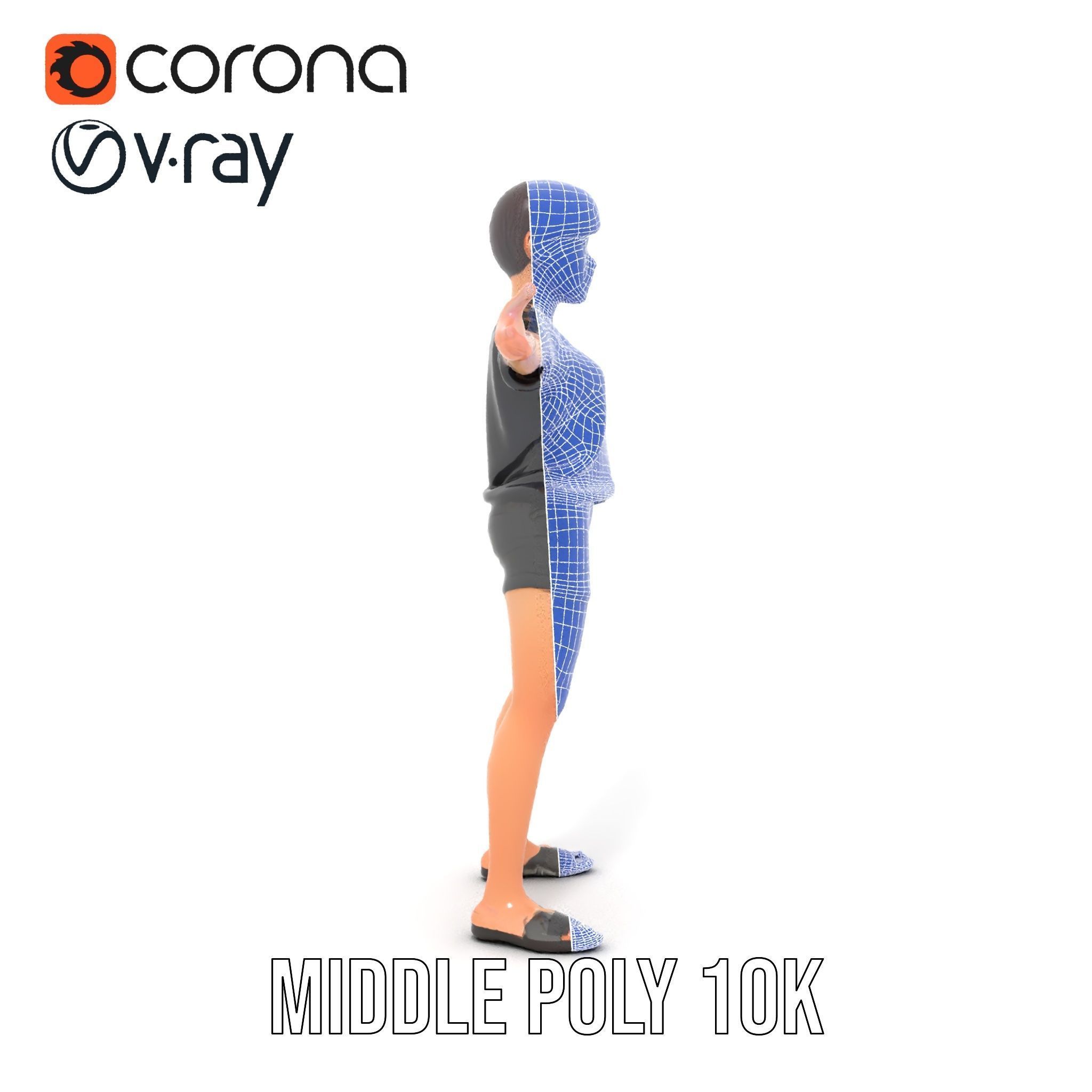 Stylish Shorthaired Female D Character Model Rigged and Animated Low-poly 3D model_27