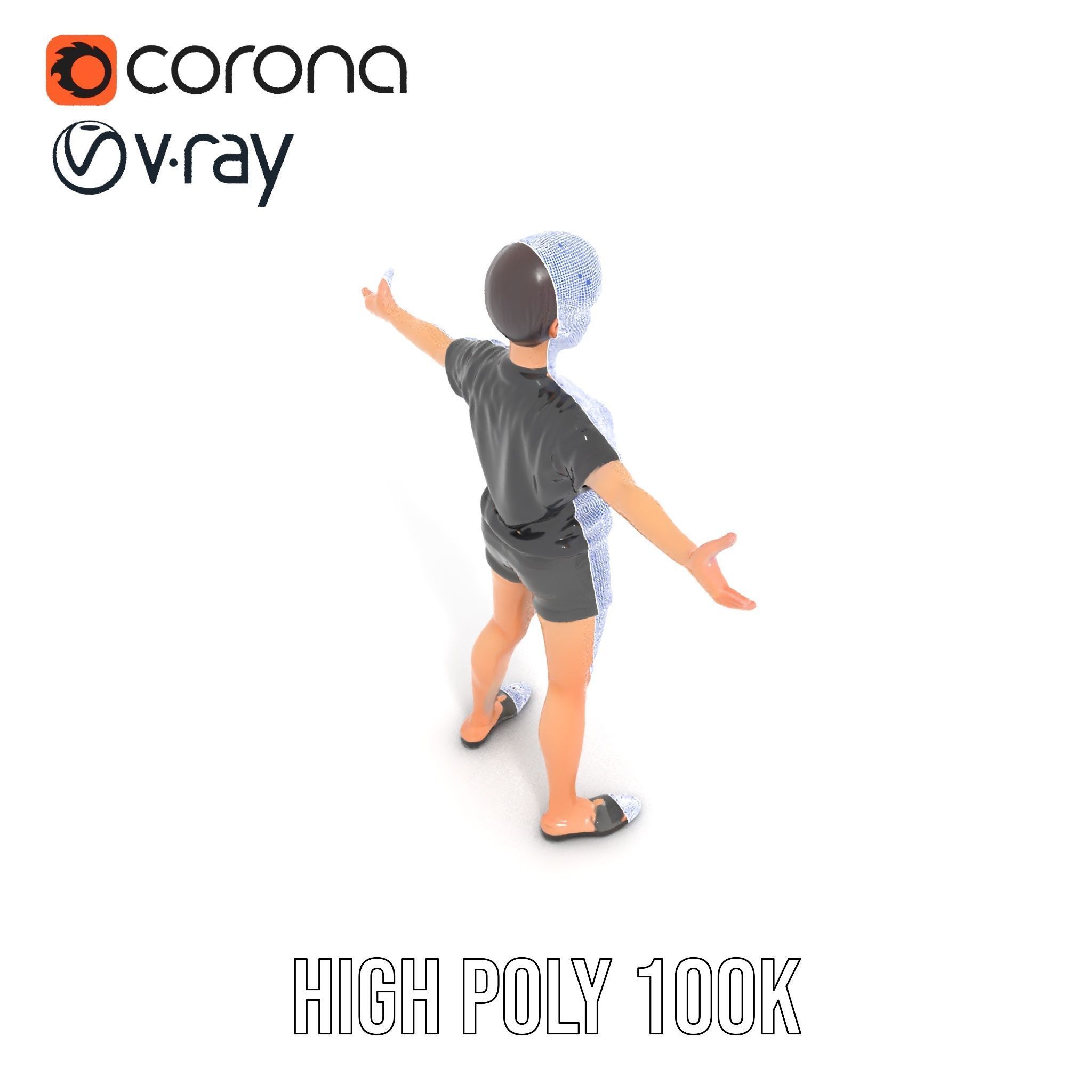 Stylish Shorthaired Female D Character Model Rigged and Animated Low-poly 3D model_23