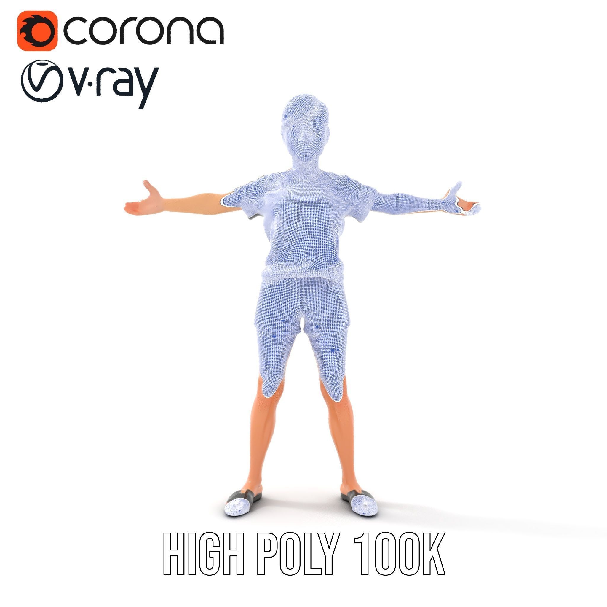 Stylish Shorthaired Female D Character Model Rigged and Animated Low-poly 3D model_26