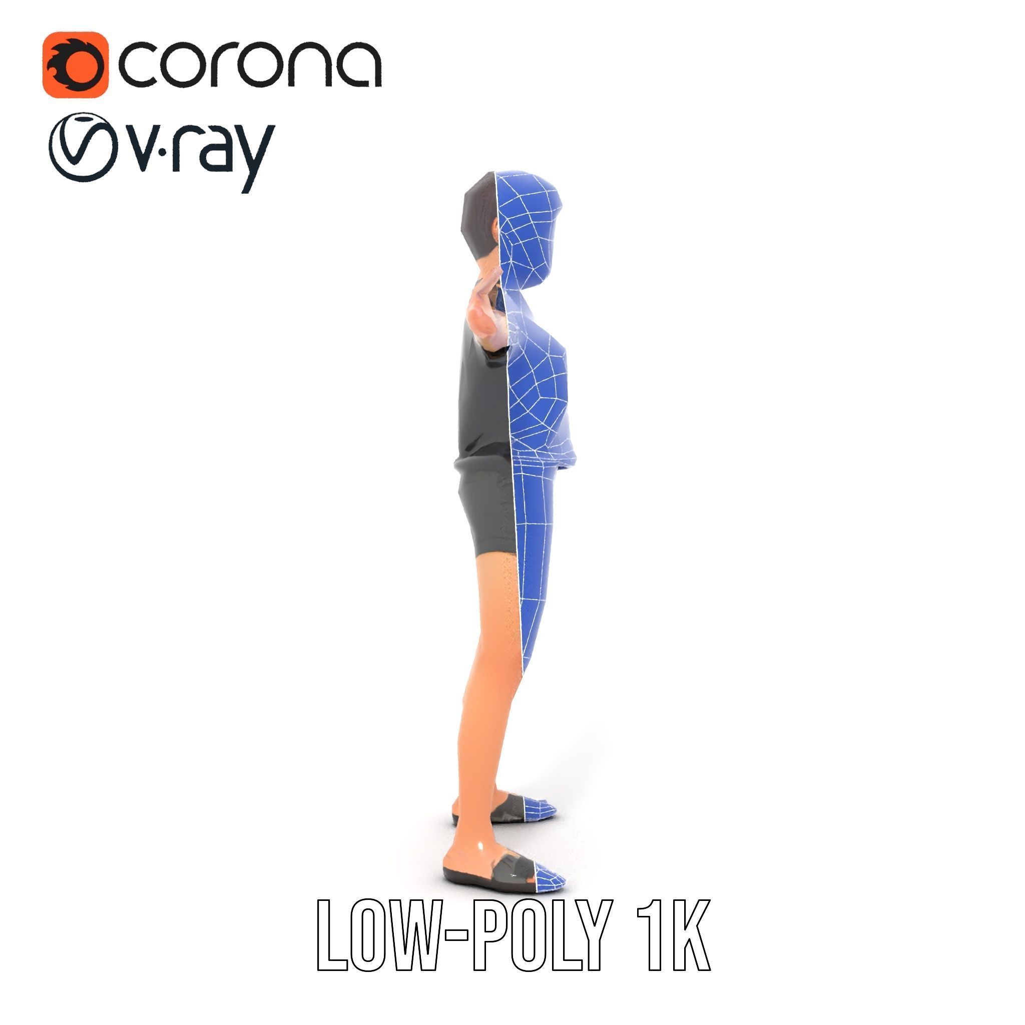 Stylish Shorthaired Female D Character Model Rigged and Animated Low-poly 3D model_28