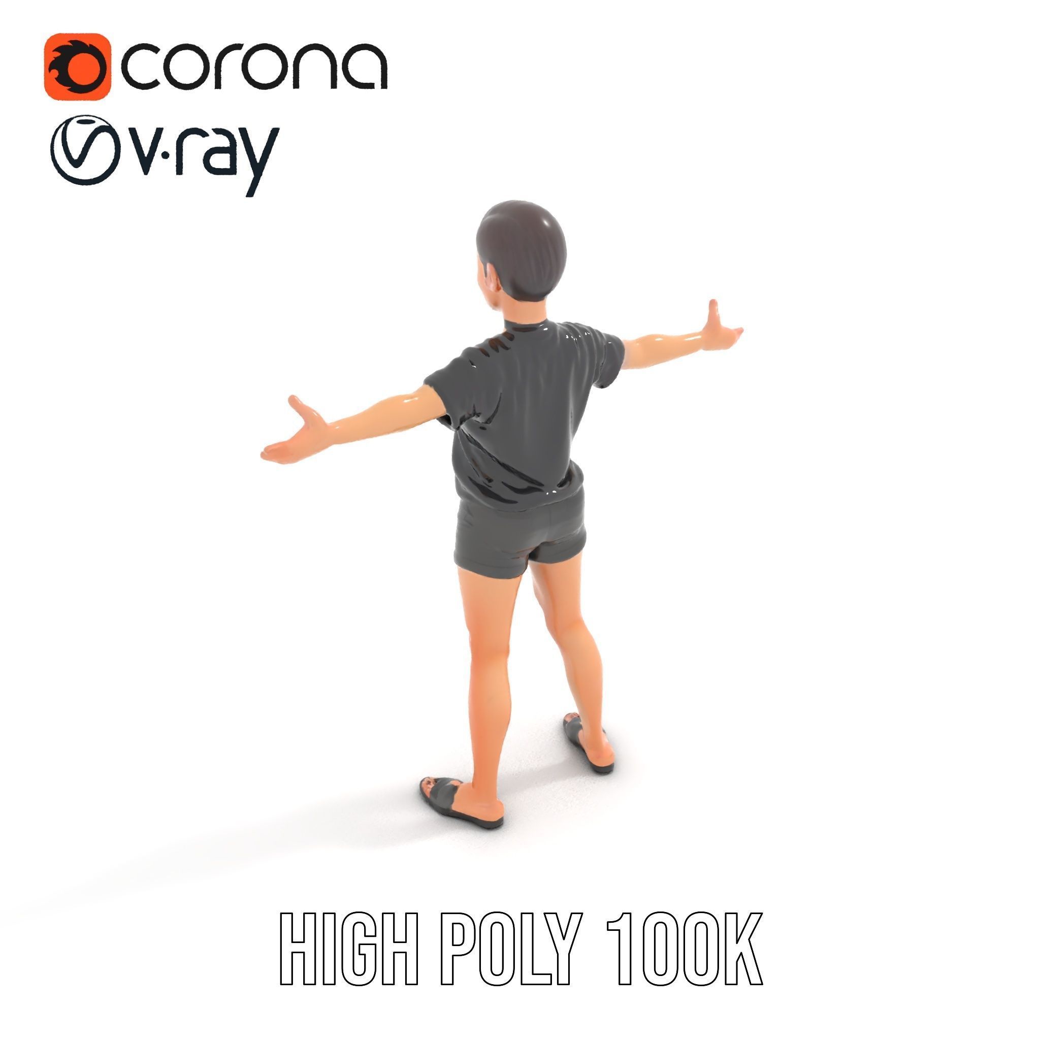 Stylish Shorthaired Female D Character Model Rigged and Animated Low-poly 3D model_14