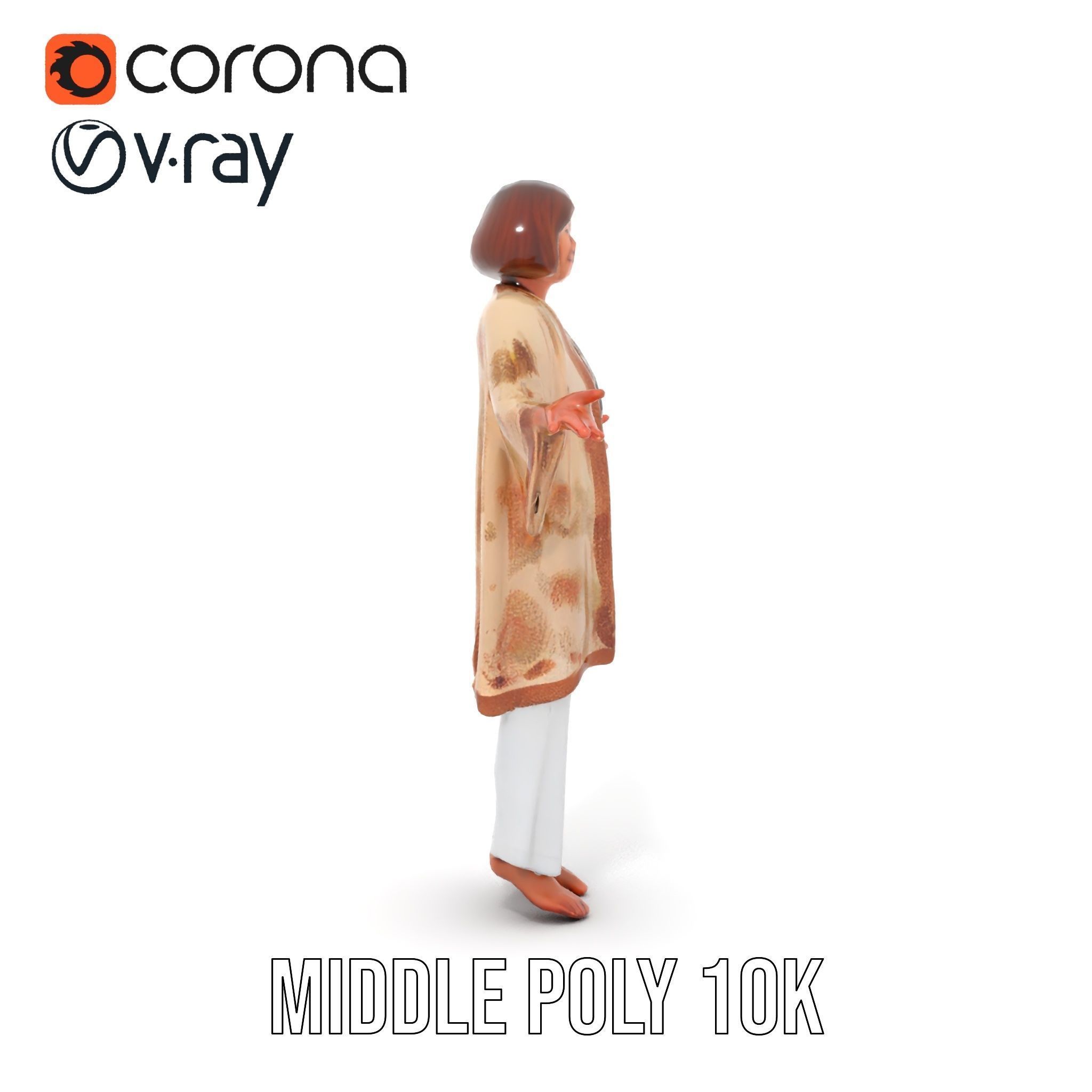 Elegant Elderly Woman Character Model Rigged and Animated Low-poly 3D model_23