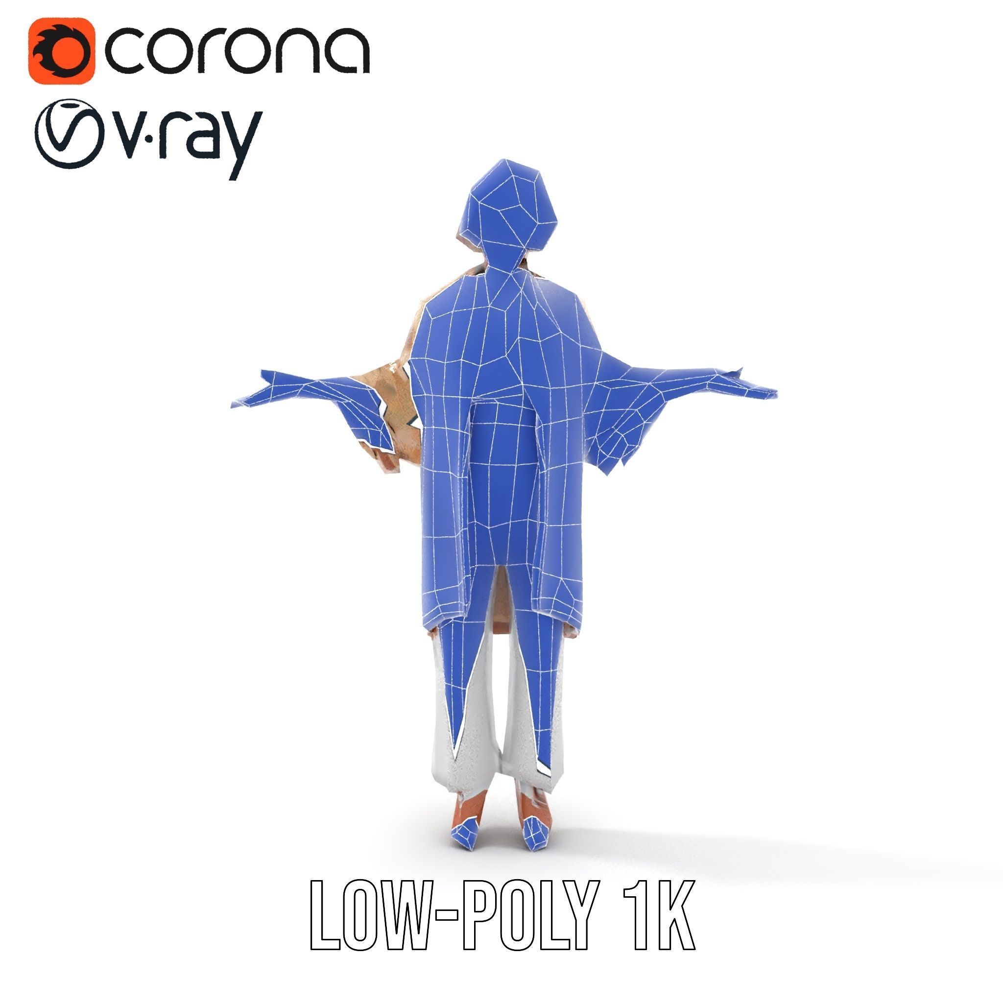 Elegant Elderly Woman Character Model Rigged and Animated Low-poly 3D model_24