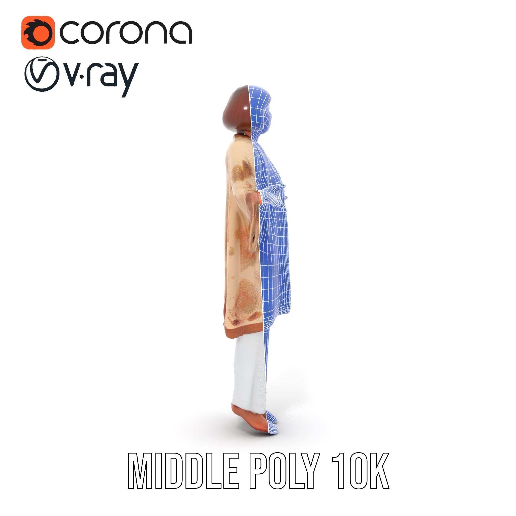 Elegant Elderly Woman Character Model Rigged and Animated Low-poly 3D model_32