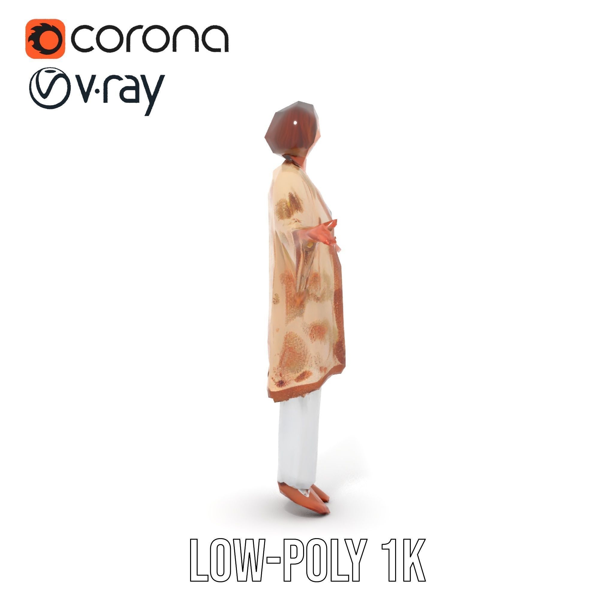 Elegant Elderly Woman Character Model Rigged and Animated Low-poly 3D model_27