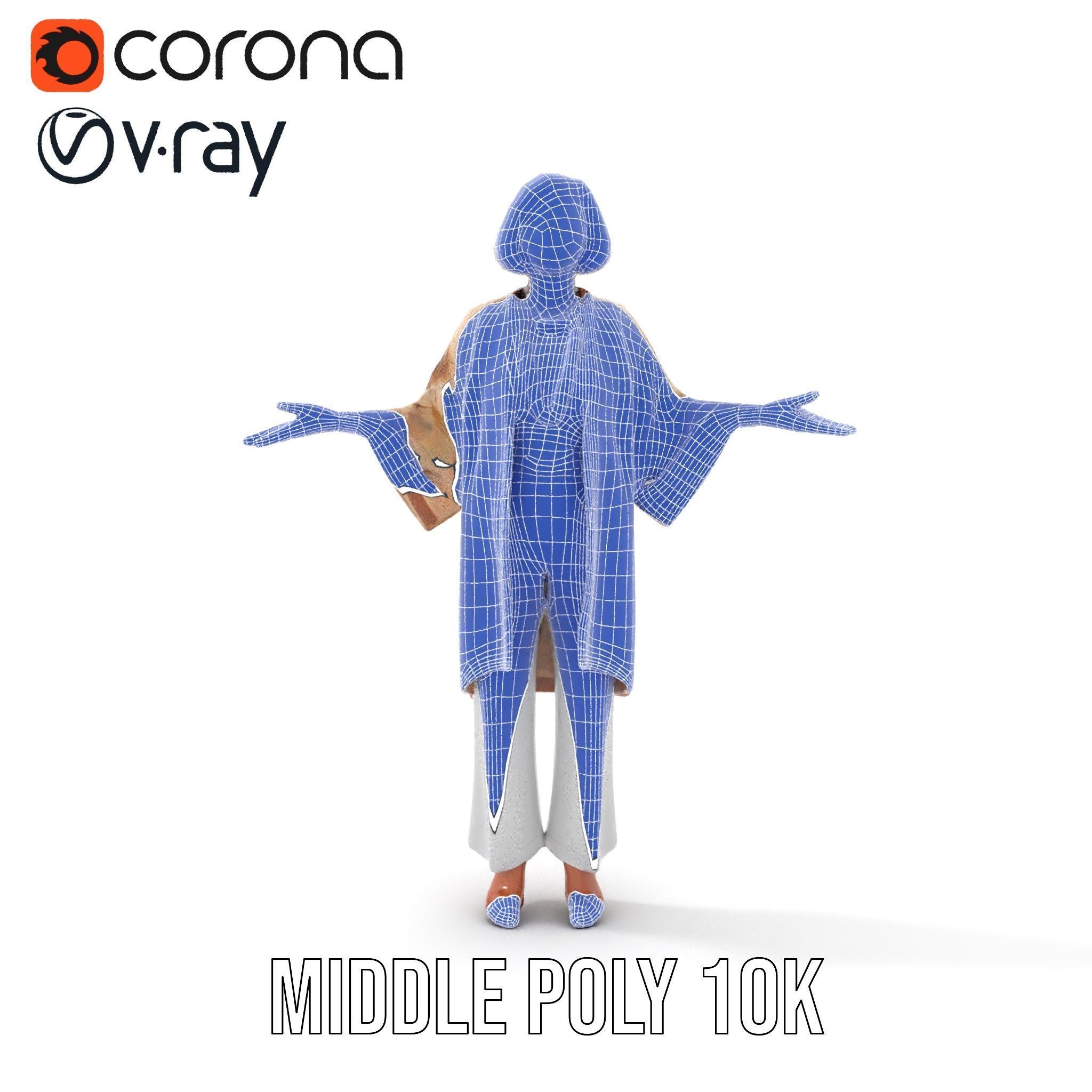 Elegant Elderly Woman Character Model Rigged and Animated Low-poly 3D model_34