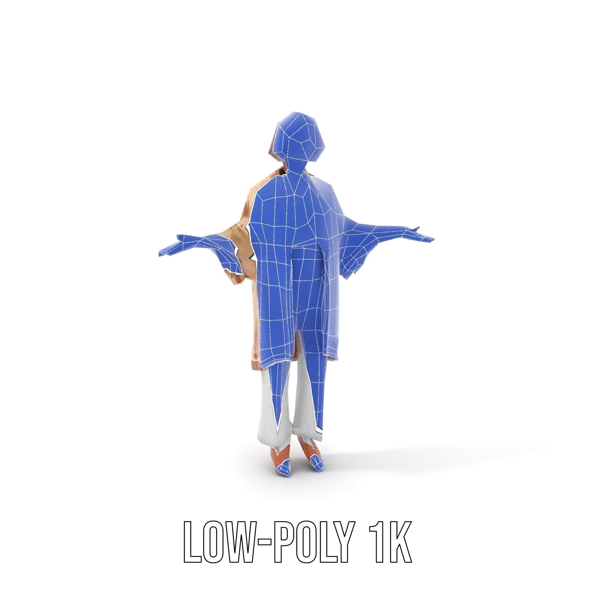 Elegant Elderly Woman Character Model Rigged and Animated Low-poly 3D model_19