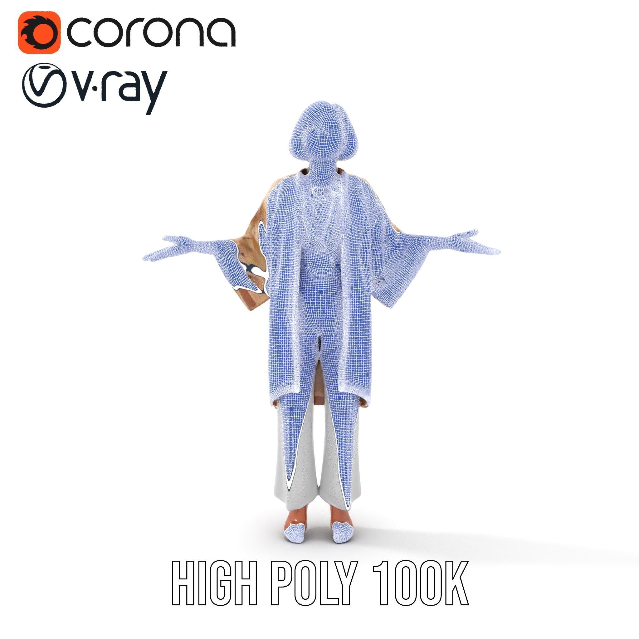 Elegant Elderly Woman Character Model Rigged and Animated Low-poly 3D model_20