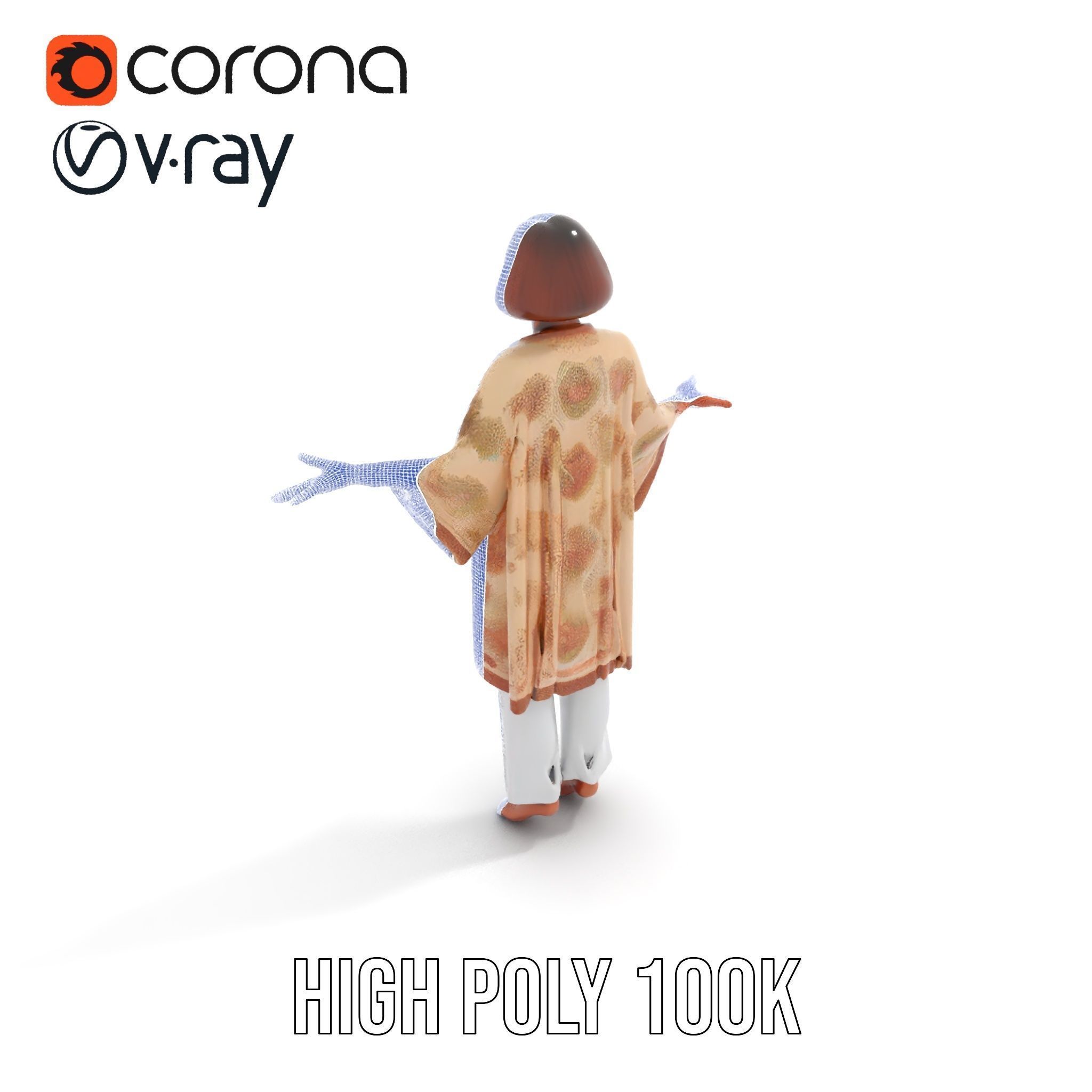 Elegant Elderly Woman Character Model Rigged and Animated Low-poly 3D model_17